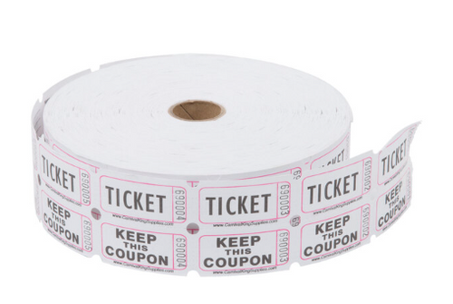 White 2-Part Customizable Raffle Tickets - 2,000/Roll