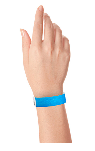 Winco WB-100B-S Blue Disposable Tyvek® Wristband 3/4" x 10" - 500/Bag