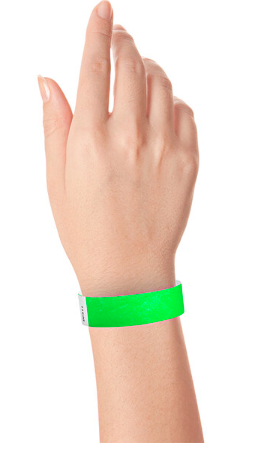 Winco WB-100G-S Green Disposable Tyvek® Wristband 3/4" x 10" - 500/Bag
