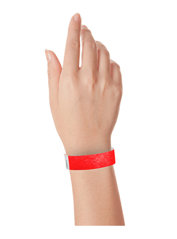 Winco WB-100R-S Orange Disposable Tyvek® Wristband 3/4" x 10" - 500/Bag