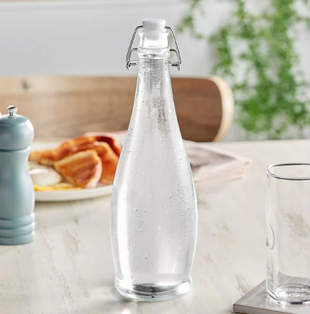 Libbey 109826 34.6 oz. Water Bottle with Clear Wire Bail Lid