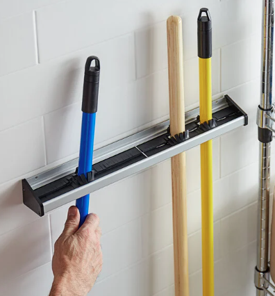 Winco MHH-36 36" Mop/Broom Rack with Rubber Bristles