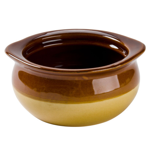 CAC OC-12-C Brown and Ivory 12 oz. Onion Soup Crock / Bowl - OSC12