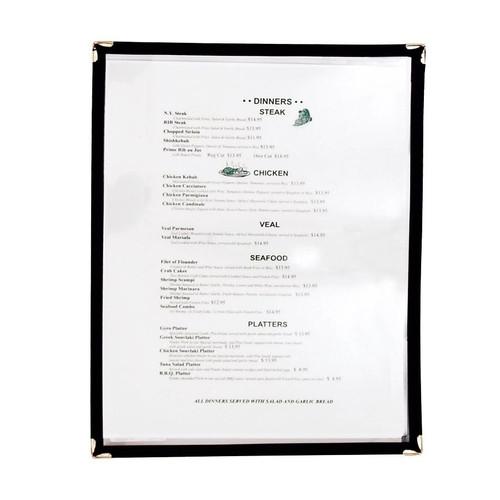 Menu Solutions SE300C 8 1/2" x 11" Single Pocket Menu Cover - Black