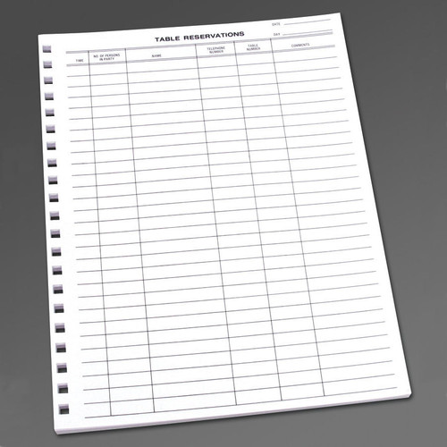 Menu Solutions R020 Reservation Book Replacement Sheets 50 / Pack