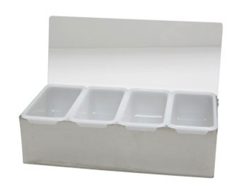 Winco CDP-4 Stainless Steel 4 Compartment Condiment Dispense - 704C