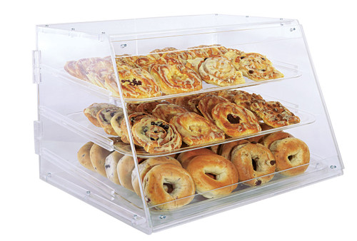 Winco ADC3 3 Tray Bakery Acrylic Display Case with Rear Doors - APB2117