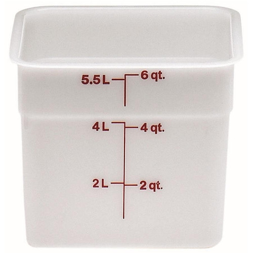Cambro 6SFSP 6 qt. White Square Poly Food Storage Container with Winter Rose-Colored Gradations