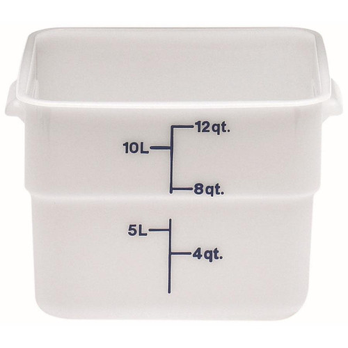 Cambro 12SFSP 12 qt. White Square Poly Food Storage Container with Midnight Blue-Colored Gradations