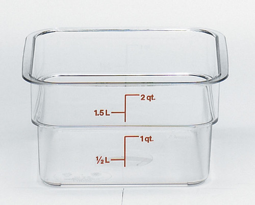 Cambro 2SFSCW135 2 qt. Clear Square Polycarbonate Food Storage Container with Winter Rose Gradations - 2SFSCW