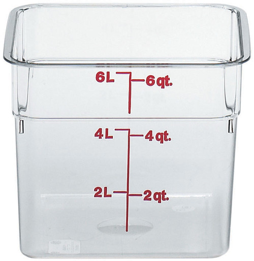 Cambro 6SFSCW135 6 qt. Clear Square Polycarbonate Food Storage Container with Winter Rose Gradations - 6SFSCW