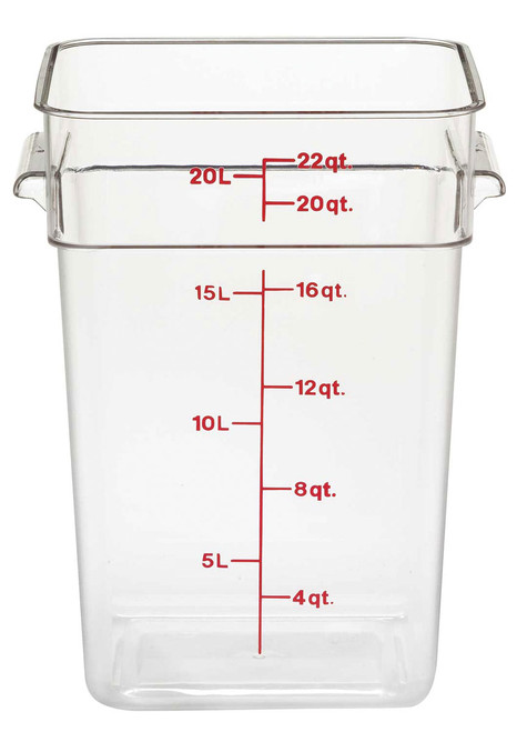 Cambro 22SFSCW135 22 qt. Clear Square Polycarbonate Food Storage Container with Winter Rose Gradations - 22SFSCW