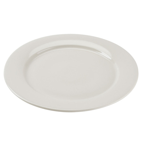 CAC REC-9 American White (Ivory / Eggshell) Wide Rim 9 15/16" Rolled Edge China Plate - WREP8