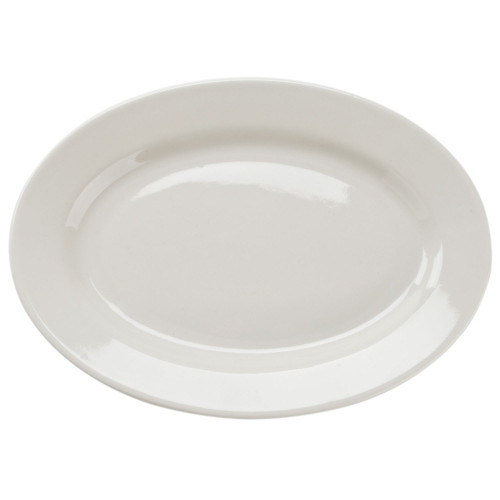 CAC REC-12 American White (Ivory / Eggshell) Wide Rim Rolled Edge China Platter - WRED7
