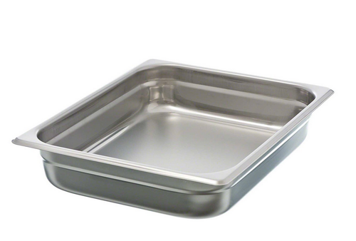 Winco SPJL-202 1/2 Size Standard Weight Anti-Jam Stainless Steel Steam Table / Hotel Pan - 2 1/2" Deep - HALF-2