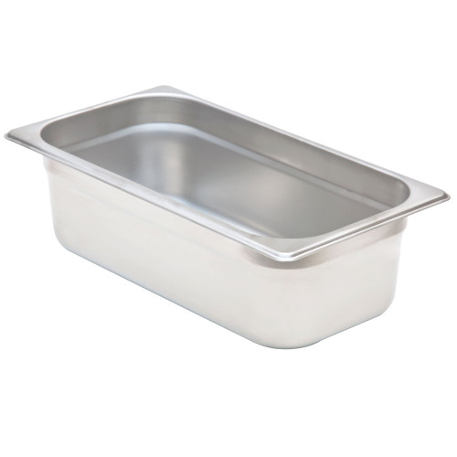 Winco SPJL-304 1/3 Size Standard Weight Anti-Jam Stainless Steel Steam Table / Hotel Pan - 4" Deep - THIRD-4