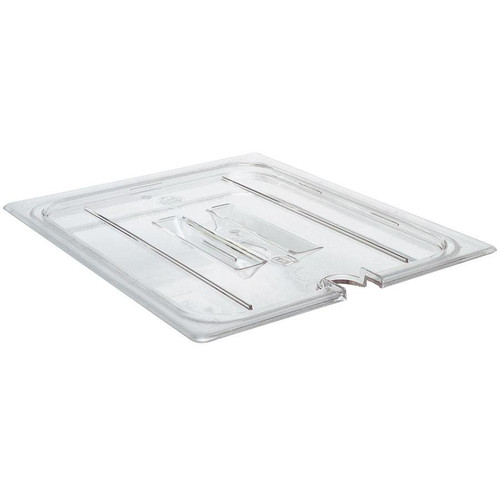 Cambro 20CWCHN135 Camwear 1/2 Size Clear Polycarbonate Handled Lid with Spoon Notch