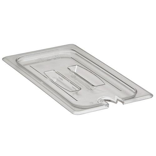 Cambro 30CWCHN135 Camwear 1/3 Size Clear Polycarbonate Handled Lid with Spoon Notch - 30CWCHN