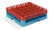 Carlisle OptiClean RG25-1C 25 Compartment Glass Rack with 1 Color-Coded Extender - Red / Carlisle Blue