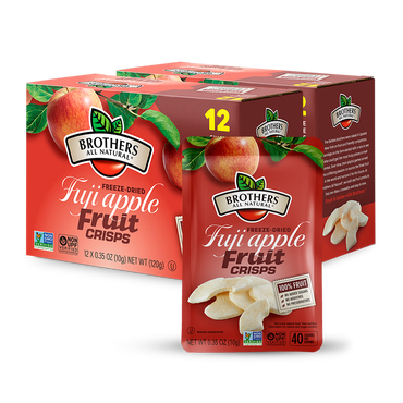 Freeze dried apple from Brothers All Natural, the original freeze dried fruit crisp. Experience the unmistakable crunch of Fuji Apple.