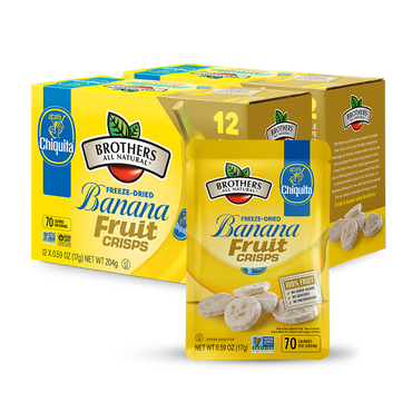 Freeze dried banana fruit crisps from Brothers All Natural, made with Chiquita bananas!