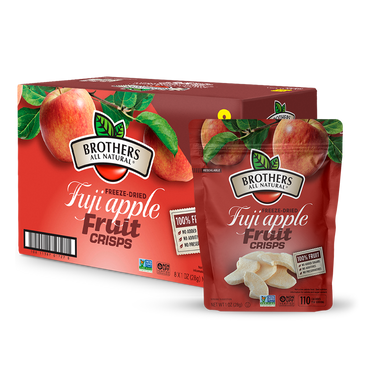 Freeze Dried Apple Fruit Crisps, made with 100% real Fuji apples. Experience the unmistakable crunch of the original fruit crisp, from Brothers All Natural