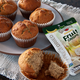 Banana Muffins with Freeze-Dried Bananas