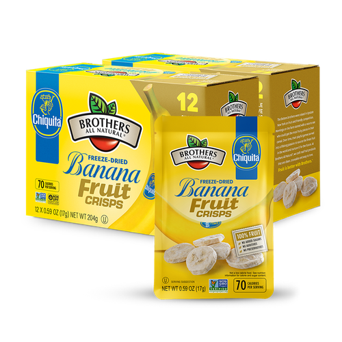 Freeze dried banana fruit crisps from Brothers All Natural, made with Chiquita bananas!