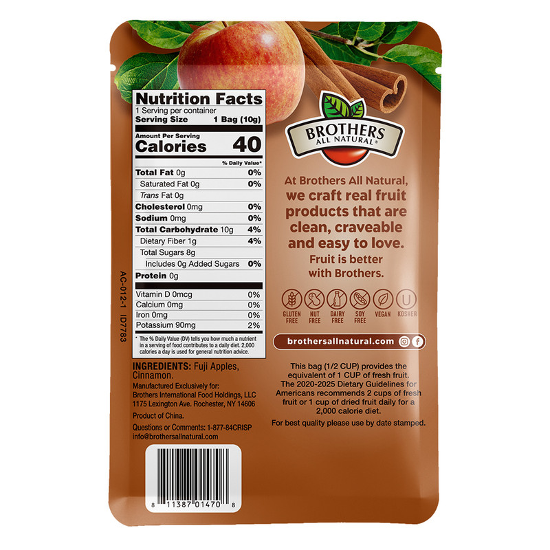 Freeze Dried Apple Cinnamon Fruit Crisps | Big 24-pack | Brothers