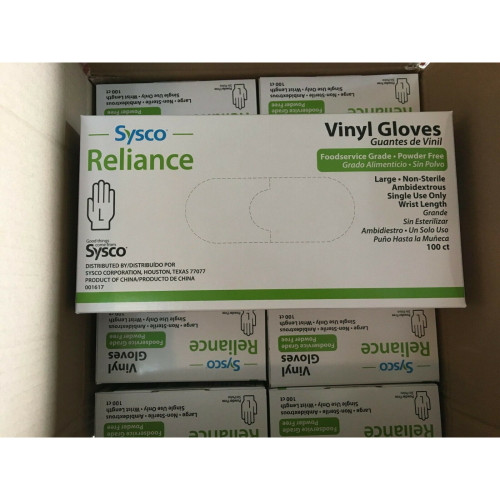 Vinyl Disposable Gloves Non-Powdered 100/Box Large Latex Free