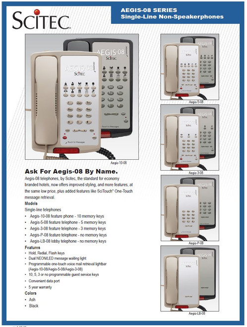 Scitec Aegis-P-08 Single Line Hotel Phone Black 80002