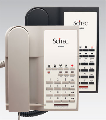 Scitec Aegis-5S-09 Single Line Speakerphone Hotel Phone 5 Button Black 98052