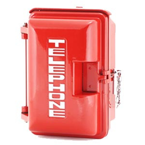 Cast Aluminum Weatherproof Enclosure with TELEPHONE on Door Red 331-005-R-TEL
