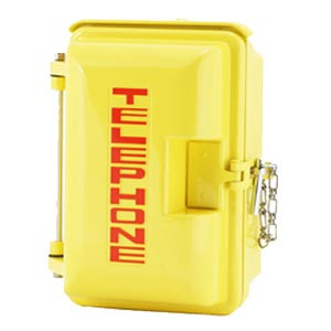 Cast Aluminum Weatherproof Enclosure with TELEPHONE on Door Yellow 331-005-Y-TEL