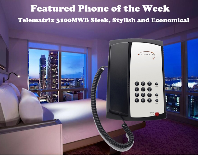 Telematrix 3100MWB Single Line Guest Room Phone Black 310391