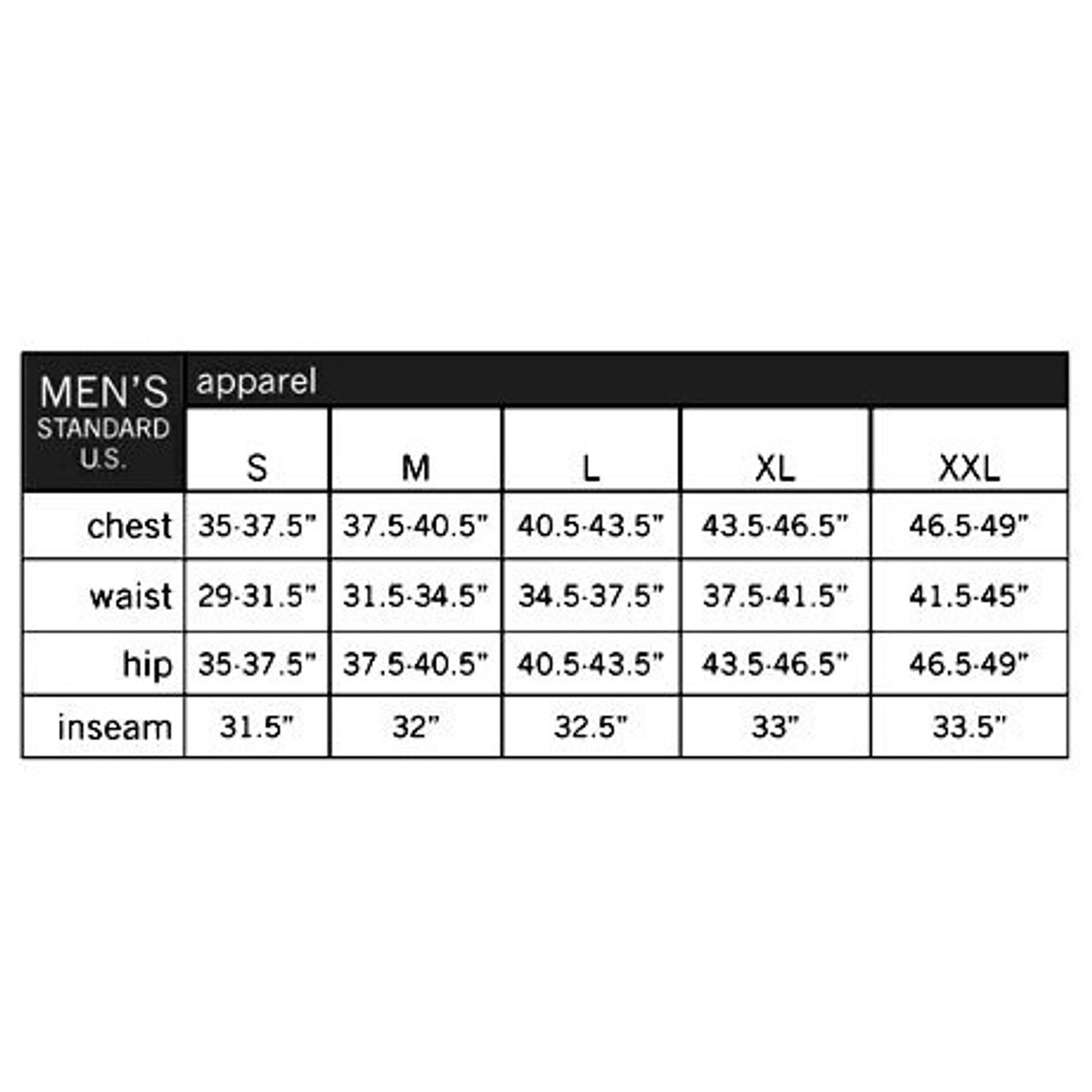 Pearl Izumi Size Chart