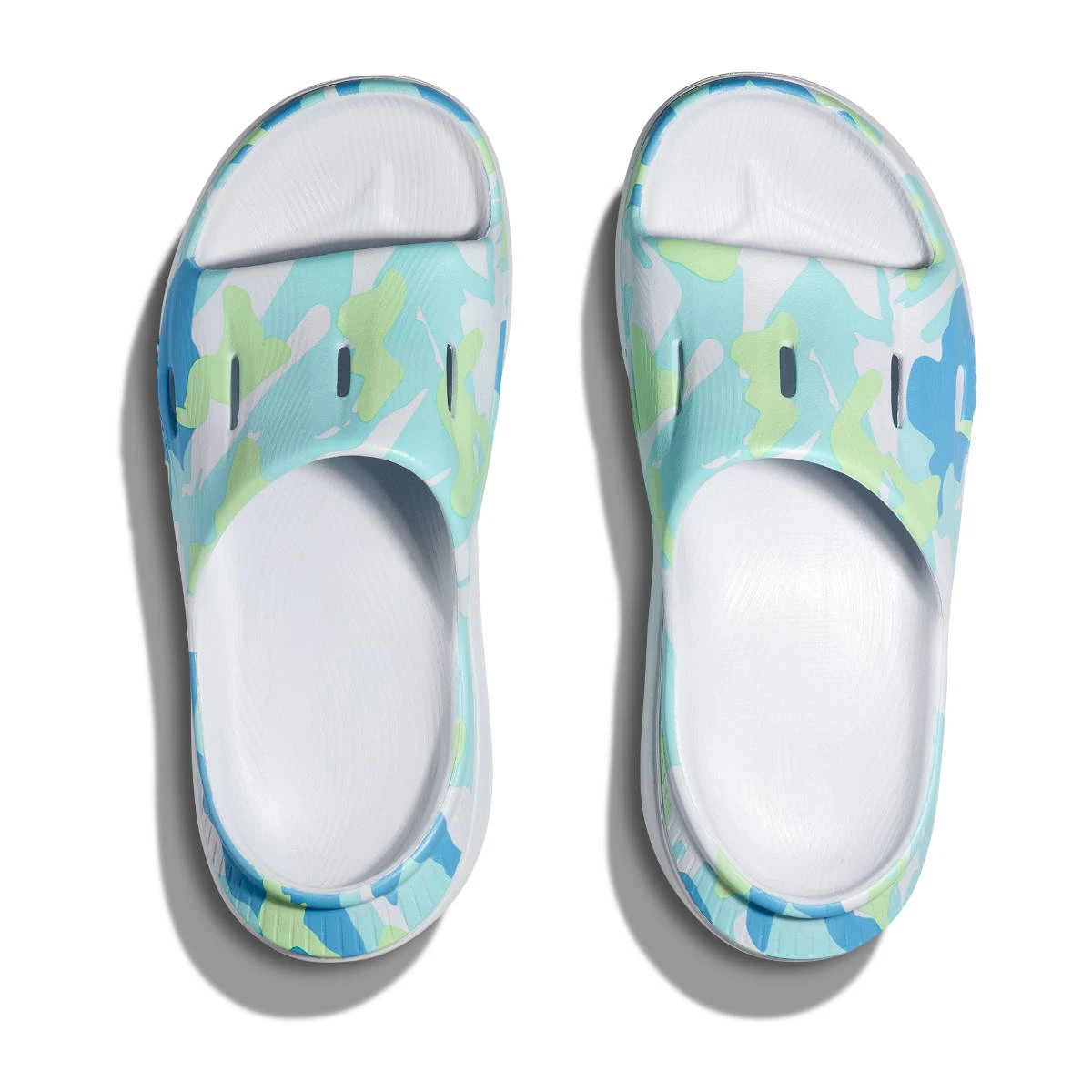 HOKA Men\'s U Ora Recovery Slide Sandals White Camo Blue Green NWT sz 14 Hoka U ORA SLIDE 3 CAMO BARLEY / SEEDLING main image 4