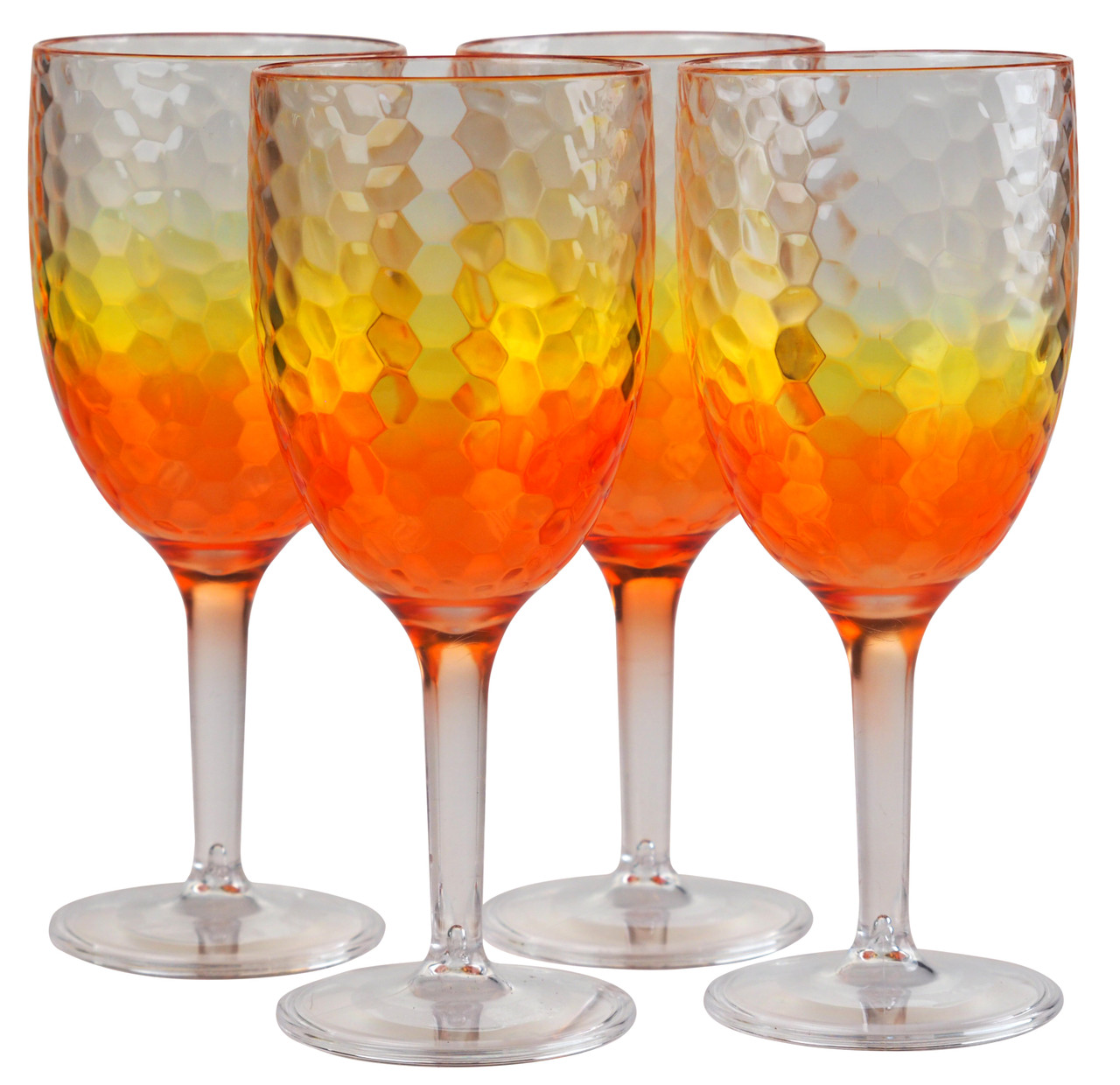 Plastic reusable Party Design Wine Glasses - Summer Orange - Set of 4 -  Blue Whale Gifts