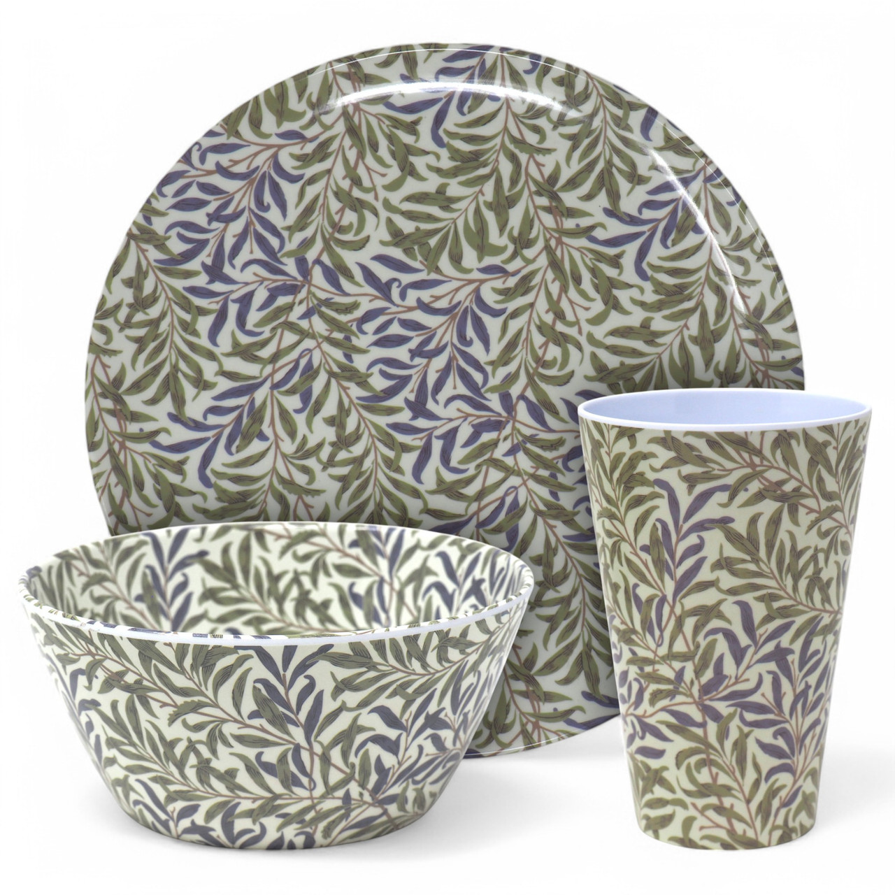 William Morris パーティーセット William Morris 12pc Melamine Dinner Set - Willow Bough - Plates