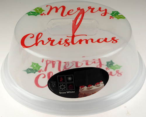 Large Round 25cm Christmas Cake Carrier / Carry Box And Protective Lid Cover