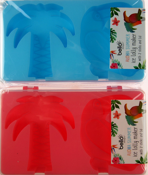 Set Of 2  Ice Lolly Making Moulds / Kits - Toucan Bird / Palm Tree Shapes