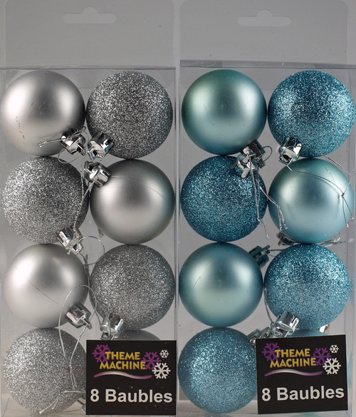 Set Of 16 Ice Blue And Silver Christmas Tree Baubles Decorations Set Of 16 Ice Blue And Silver Christmas Tree Baubles Decorations