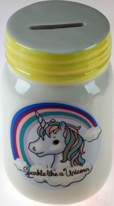 Unicorn Rainbow Ceramic Money Box / Coin Bank - Yellow Unicorn Rainbow Ceramic Money Box / Coin Bank - Yellow