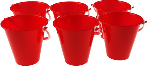 Pack of 6 Red Food Quality Buckets - Party Food / Favours