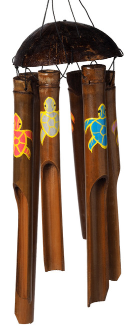78cm Air Painted Multi Sea Turtle Coconut Bamboo Wood Wind Chime Mobile