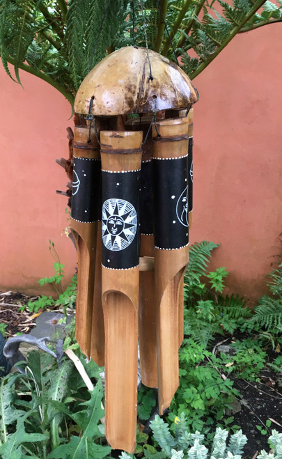 Large 106 cm Black Astrology Coconut Bamboo Wood Wind Chime Mobile