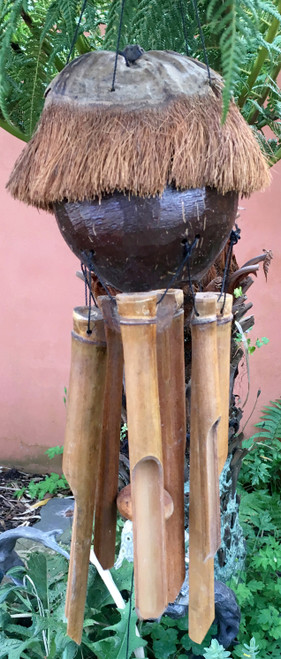 Large Coconut Top Bamboo Wood Wind Chime Mobile