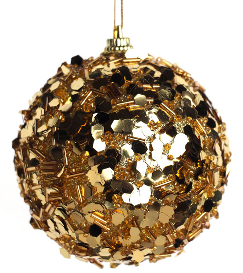 Set Of 6 Opulent Glitter Encrusted Gold Sequin Christmas Tree Baubles Decorations Set Of 6 Opulent Glitter Encrusted Gold Sequin Christmas Tree Baubles Decorations