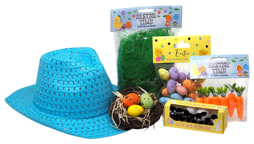Boys Make Your Own Easter Bonnet Cowboy Hat Complete Decoration Kit w/ Nest