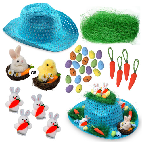 Boys Make Your Own Easter Bonnet Cowboy Hat Complete Decoration Kit w/ Nest